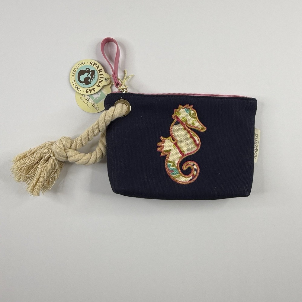 Spartina 449 Daufuskie Island Salt Meadow Rope‎ Wristlet Beach Bag Seahorse NWT